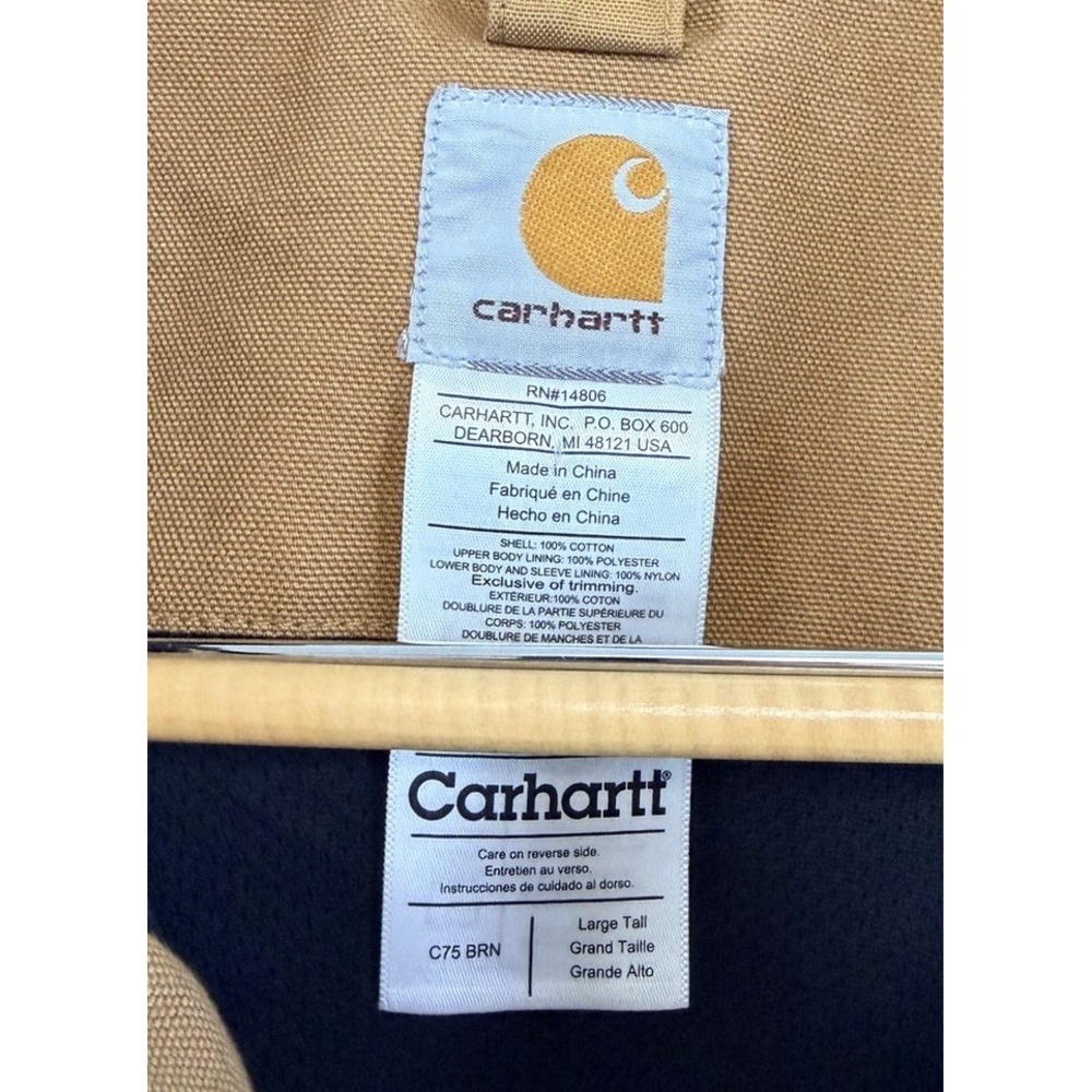 Mens Carhartt C75 BRN Tan Duck Canvas Heavy Jacket Coat Size LT, No Hood, NWOT - Picture 3 of 6
